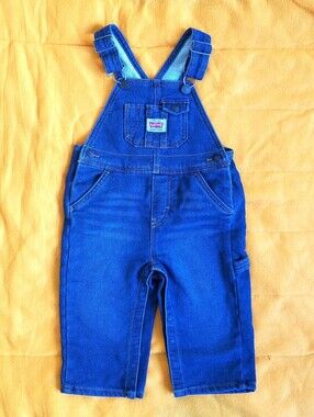 Levi's Baby Dark Wash Denim Overalls 18M Stretch Snap Inseam